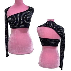 Black Rhinestone Crop Top Large